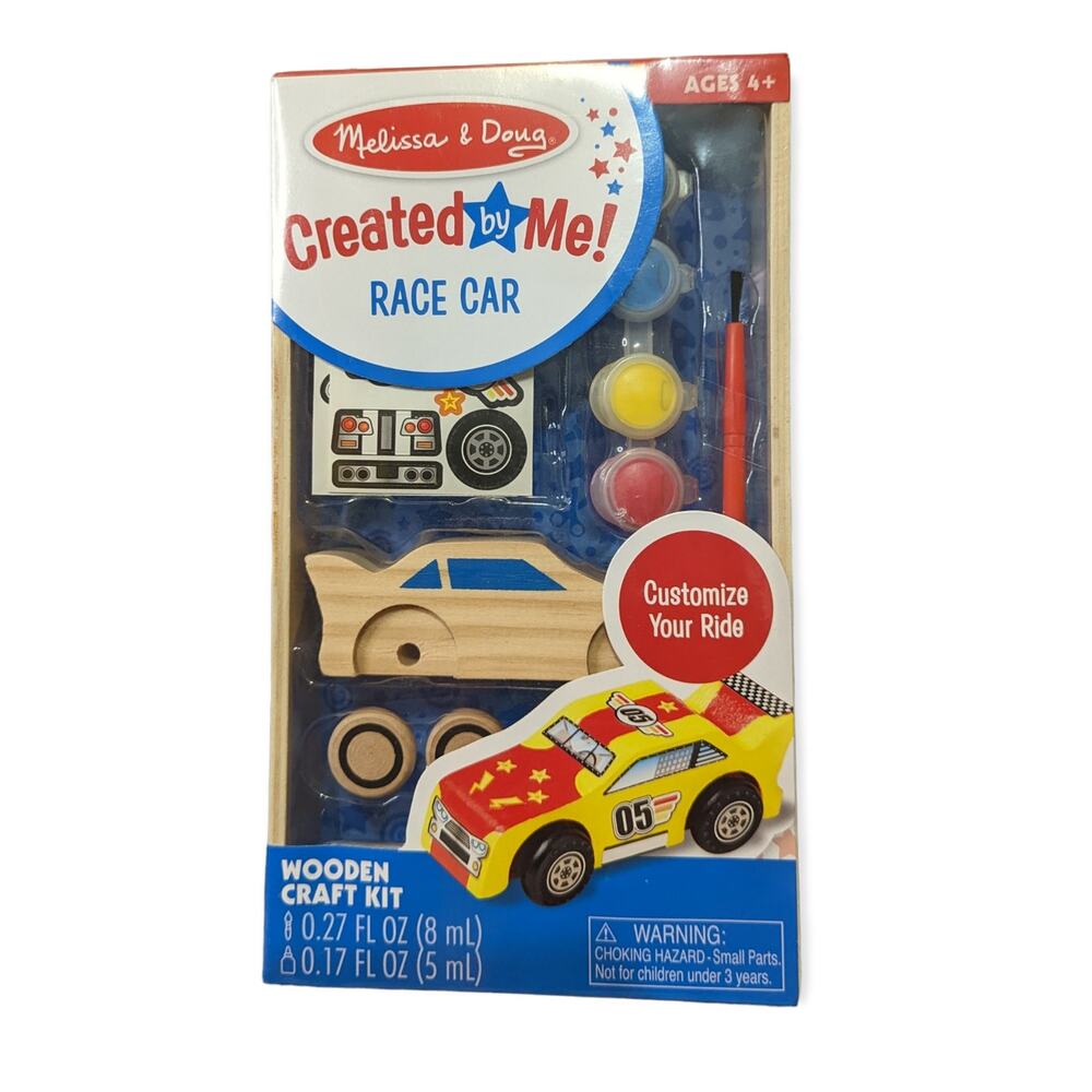 NWT Melissa & Doug Created By Me Wooden Car Craft Kit 4+ Fine Motor Skills